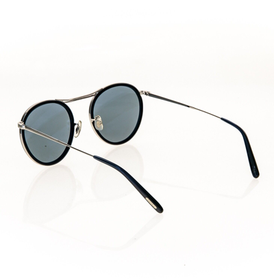 Pre-owned Oliver Peoples Ov1219 Mp-3 30th Silver Navy Blue Round Vintage Sunglasses 1219