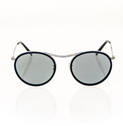 Pre-owned Oliver Peoples Ov1219 Mp-3 30th Silver Navy Blue Round Vintage Sunglasses 1219