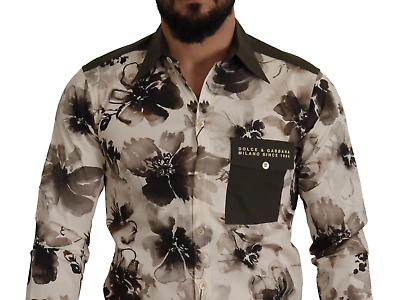 Pre-owned Dolce & Gabbana Floral Print Casual Cotton Shirt In Green