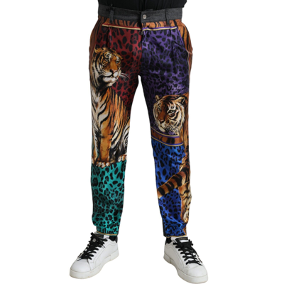 Pre-owned Dolce & Gabbana Jeans Multicolor Tiger Cotton Loose Denim It44/w30/xs 1500usd