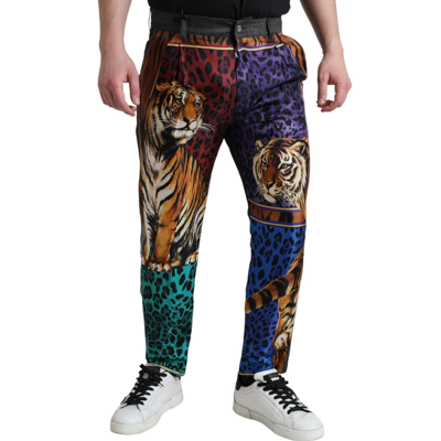 Pre-owned Dolce & Gabbana Jeans Multicolor Tiger Cotton Loose Denim It44/w30/xs 1500usd