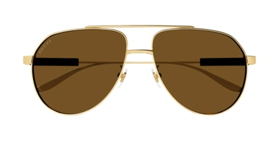 Pre-owned Gucci Authentic  Sunglasses Gg 1311s-004 Gold W/ Brown Lens 61mm