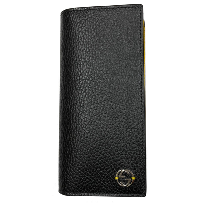 Pre-owned Gucci Brand  Mens Gg Black Leather Bifold Long Wallet 610467-2