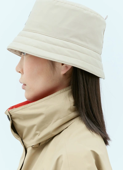 Shop Moncler Grenoble Women Logo Applique Bucket Hat In Cream