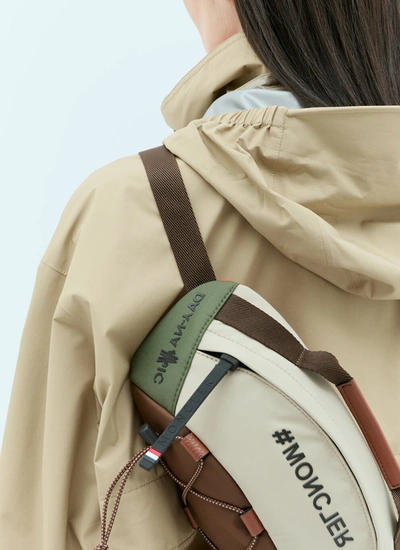 Shop Moncler Grenoble Women Logo Applique Belt Bag In Cream