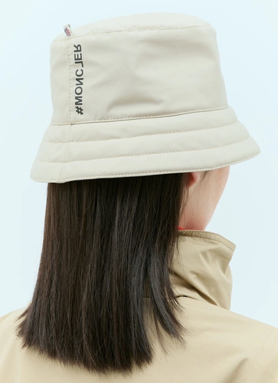 Shop Moncler Grenoble Women Logo Applique Bucket Hat In Cream