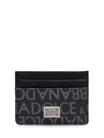 Shop Dolce & Gabbana Card Holder With Logo In Grey