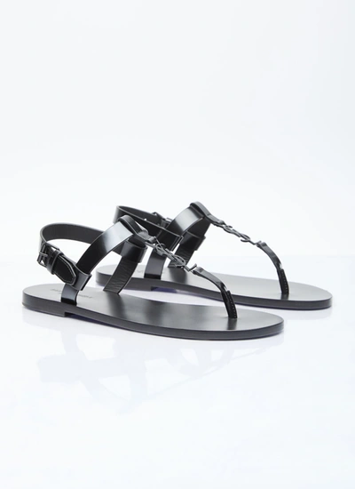 Shop Saint Laurent Men Cassandre Sandals In Black