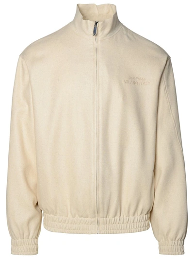 Shop Gcds Ivory Linen Blend Jacket In Avorio