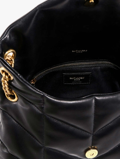 Shop Saint Laurent Woman Loulou Puffer Woman Black Shoulder Bags