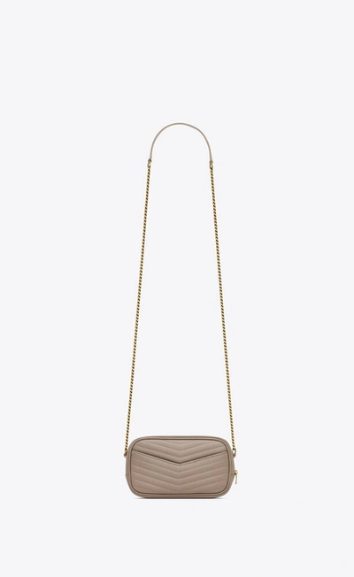 Shop Saint Laurent Women Mini Lou Leather Shoulder Bag W/ Chain In Brown