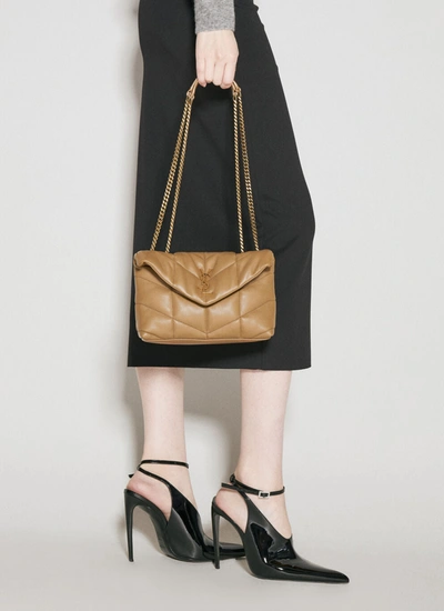 Shop Saint Laurent Women Toy Puffer Shoulder Bag In Brown