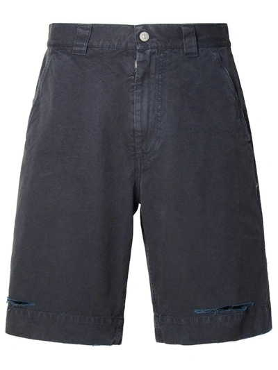 Shop Mm6 Maison Margiela Navy Cotton Bermuda Shorts