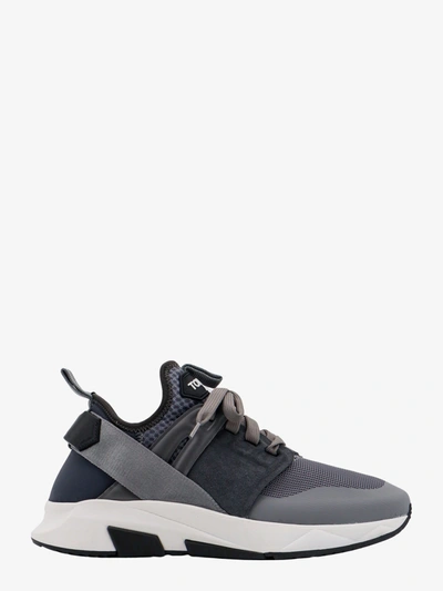 Shop Tom Ford Man Jago Man Grey Sneakers In Gray