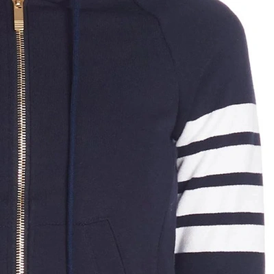 Shop Thom Browne Zip-up Sweatshirt In Navy