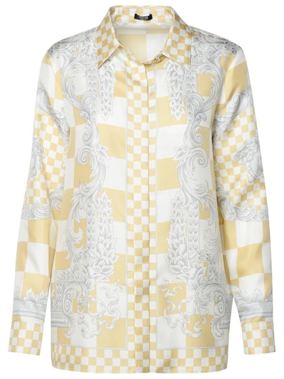 Shop Versace Baroque Shirt In Beige