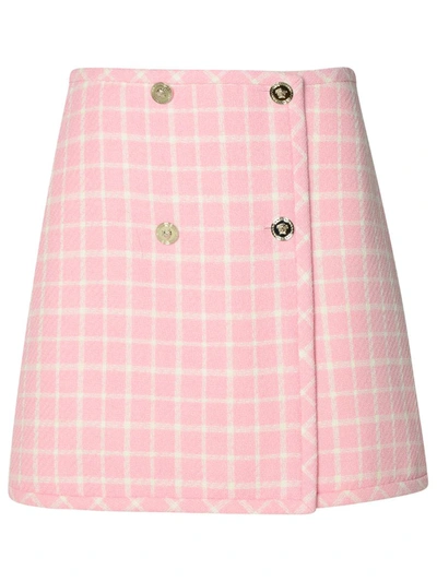 Shop Versace Pink Virgin Wool Blend Miniskirt