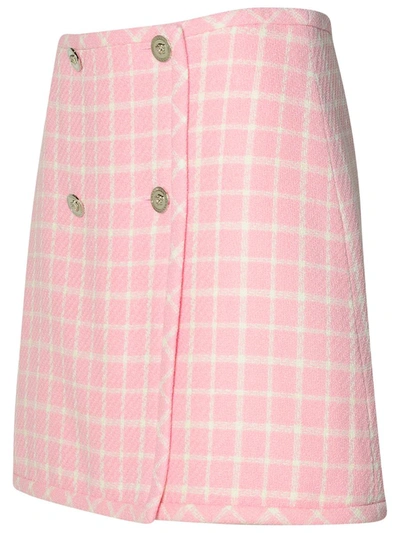 Shop Versace Pink Virgin Wool Blend Miniskirt