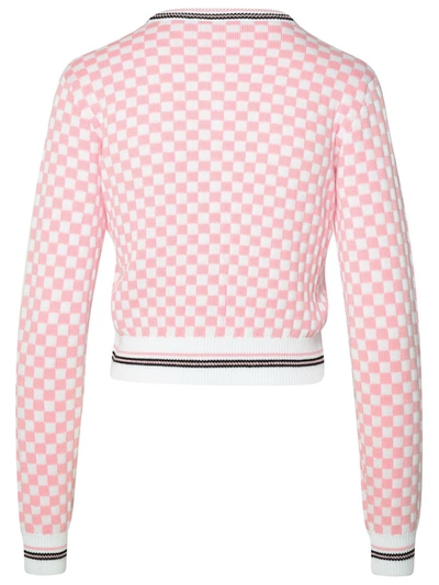 Shop Versace Crop Check Cardigan In Pink