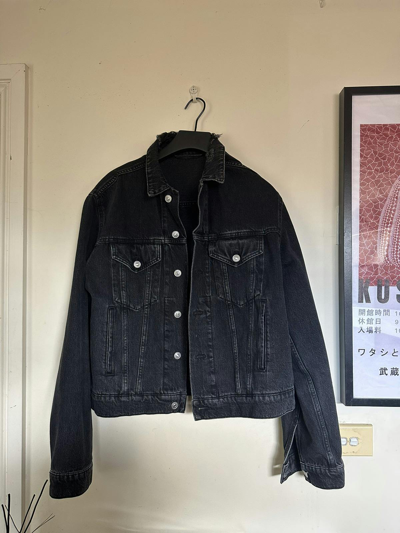 Pre-owned Balenciaga Distressed Cropped Denim Jacket In Black