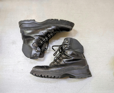Pre-owned Prada X Vintage Prada Boots Black Leather Size 10.5 Vibram Y2k