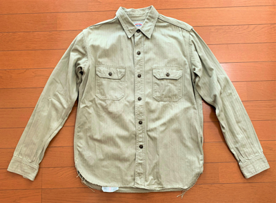 Pre-owned The Real Mccoys Real Mccoys 8 Hour Union Hbt Work Shirt In Olive Green