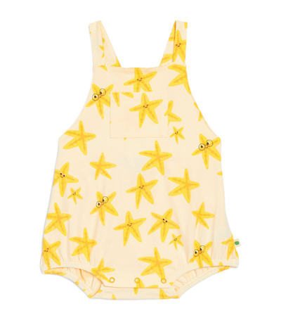 Shop The Bonnie Mob Organic Cotton Starfish Playsuit (0-24 Months) In Yellow