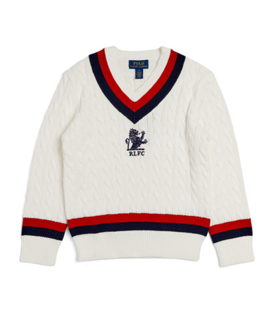 Shop Ralph Lauren Cotton Cable-knit Cricket Sweater (2-7 Years) In White