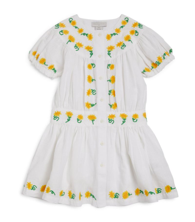 Shop Stella Mccartney Kids Linen-cotton Embroidered Dress (3-14 Years) In White