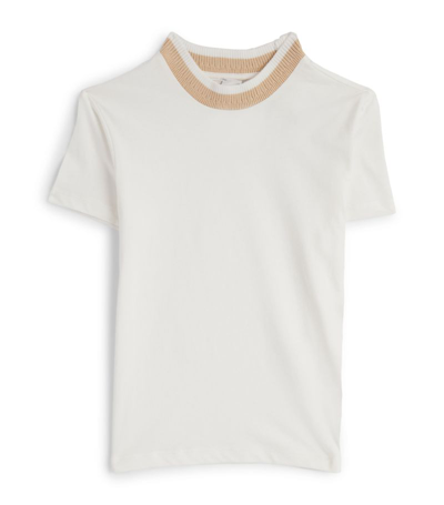 Shop Eleventy Knitted-collar T-shirt (2-16 Years) In Ivory