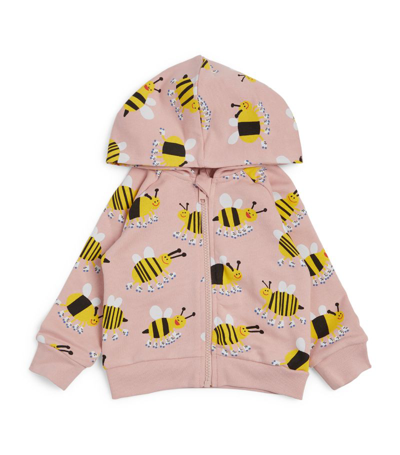 Shop Stella Mccartney Kids Cotton Bee Print Zip-up Hoodie (3-36 Months) In Pink