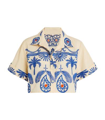 Shop Johanna Ortiz Cropped Manyattas Shirt In Ivory