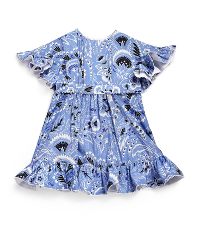 Shop Etro Kids Frilled Floral Dress (6-36 Months) In Blue