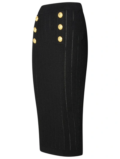 Shop Balmain Bottoned Skirt In Black