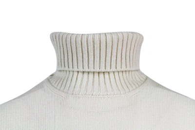Barba Napoli Turtleneck Sweater In Pure And Soft Cashmere With Alternating Embossed Squares In White