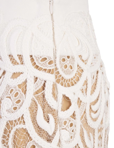 Shop Ermanno Scervino Embroidered Midi Skirt With Slit In White
