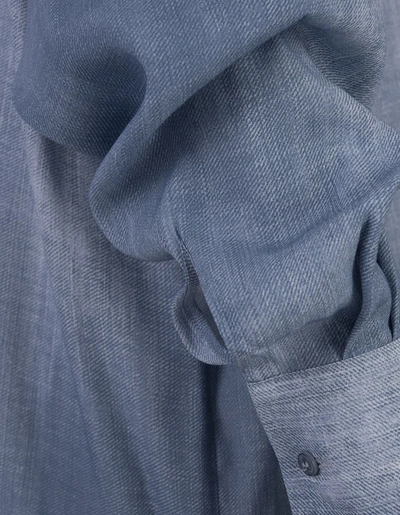 Shop Ermanno Scervino Over Marocain Denim Print Shirt In Blue