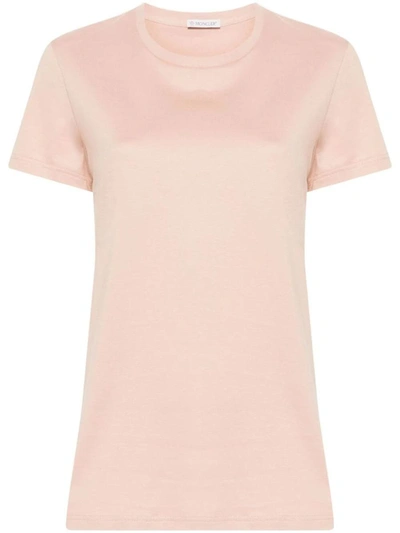 Shop Moncler Logo Patch T-shirt Clothing In Nude & Neutrals