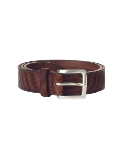 Shop Orciani Burnt Blade Belt With Line Pattern In Brown