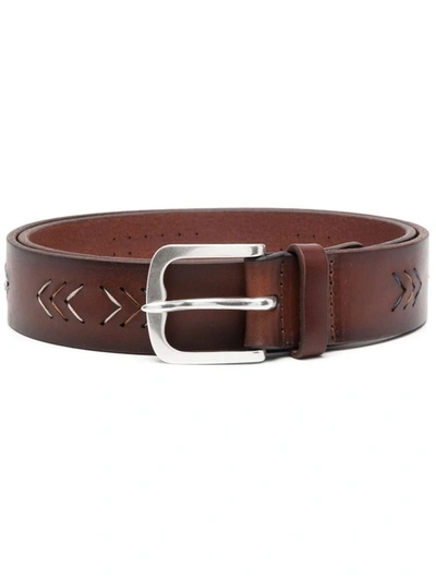 Shop Orciani Gaucho Bull Belt With Arrows Motif In Brown
