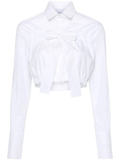 Shop Patou Crop Shirt With Bow Clothing In White