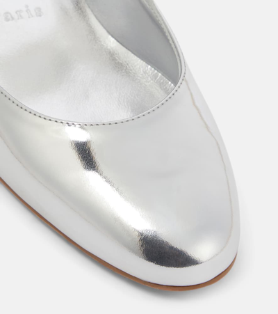 Shop Christian Louboutin Sweet Jane Metallic Leather Mary Jane Flats In Silver