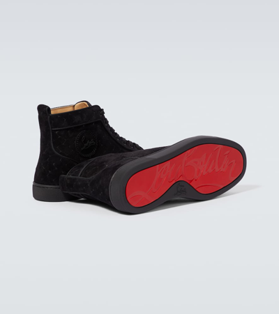 Shop Christian Louboutin Louis Suede High-top Sneakers In Black