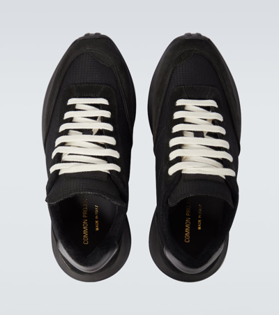 Common Projects Track Classic Leather And Suede-trimmed Ripstop Sneakers In Black