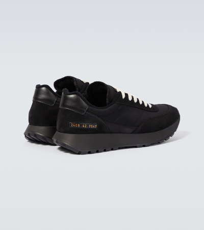 Common Projects Track Classic Leather And Suede-trimmed Ripstop Sneakers In Black