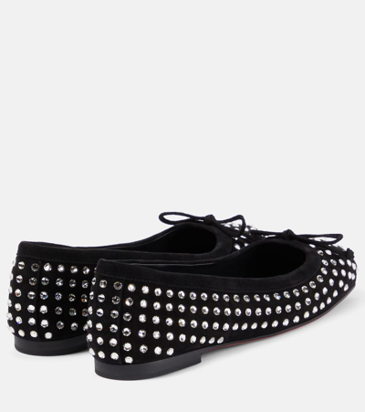 Christian Louboutin Mamadrague Strass Bow Red Sole Ballerina Flats In Black