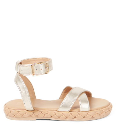 Shop Chloé Kids Metallic Sandals In Gold