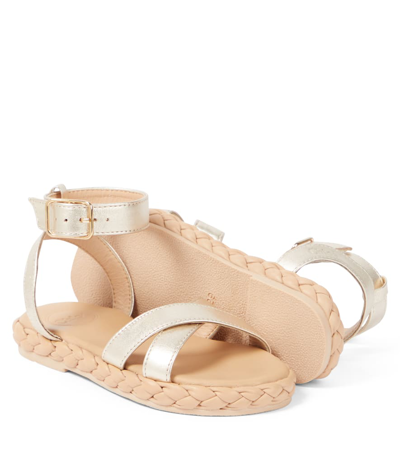 Chloé Braided-sole Leather Sandals In Gold