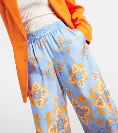 La Doublej High-rise Printed Silk Palazzo Pants In Partenope