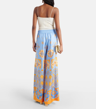 La Doublej High-rise Printed Silk Palazzo Pants In Partenope